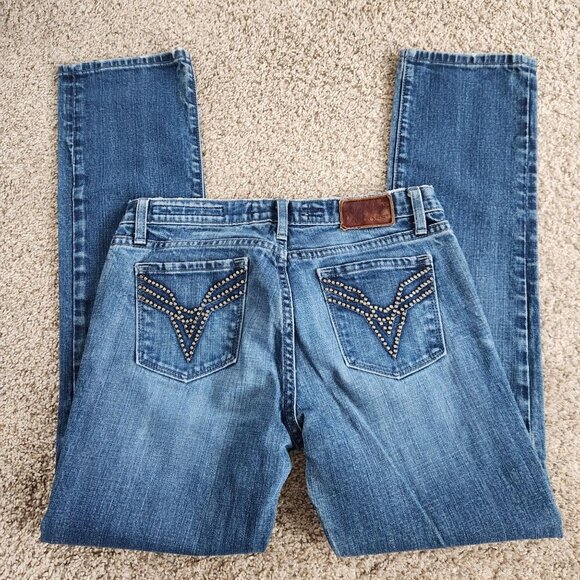 Vigoss Fit/Straight Leg Light Wash Blue Studded Jeans - Picture 2 of 11